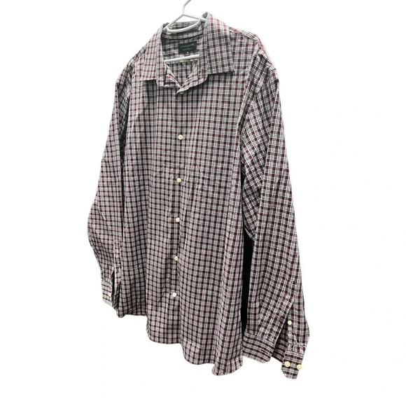 Banana Republic Mens Maroon Button Down Wrinkle Resistant Xl Striped Long Sleeve - Picture 2 of 6